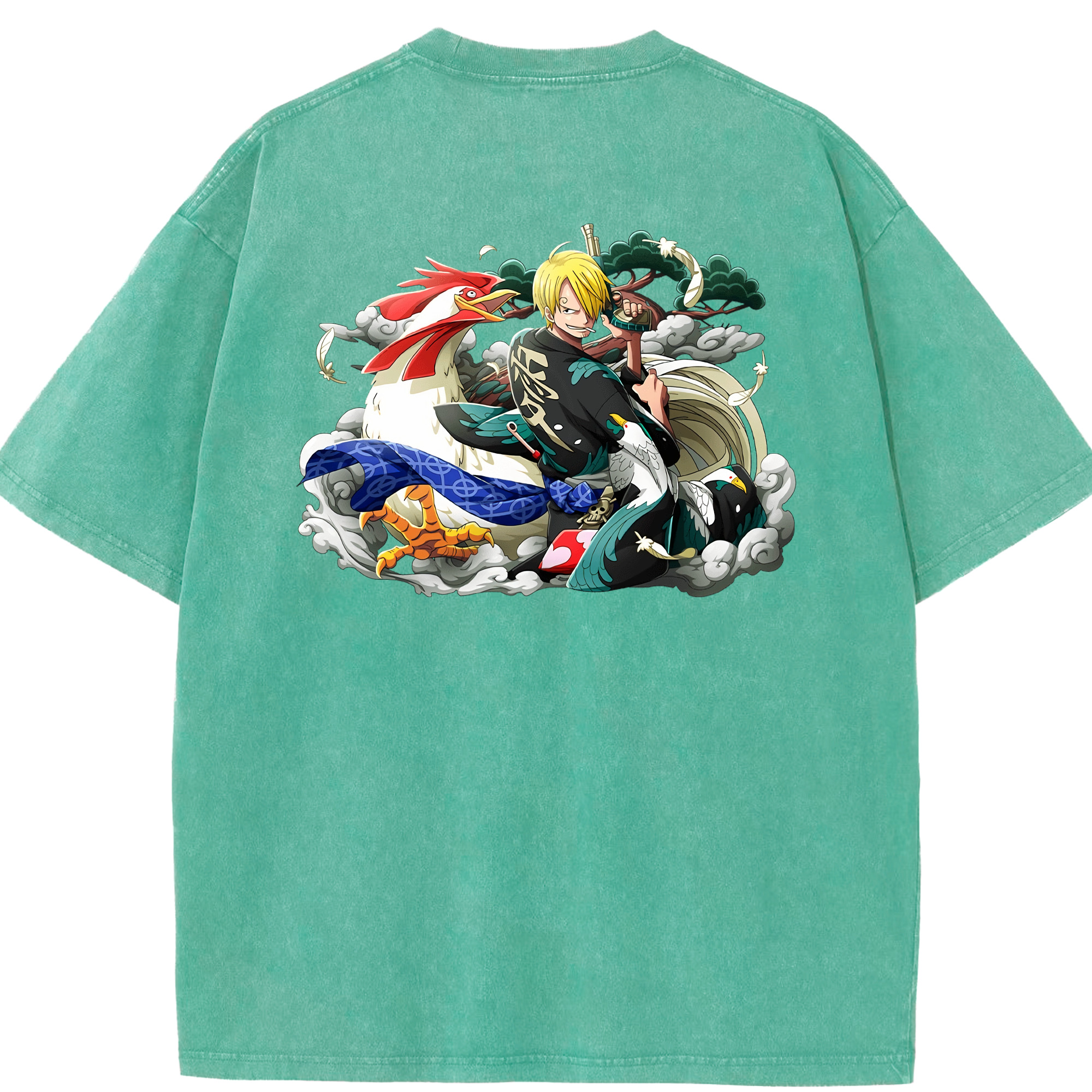 ワンピース サンジ ONE PIECE Sanji 綿100% ヴィンテージ風 半袖Tシャツ（背面プリント）